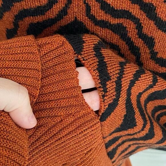Ulla Johnson Joni Zebra Print Merino Wool Knit Mini Dress in Rust Size L Runway - Picture 11 of 11
